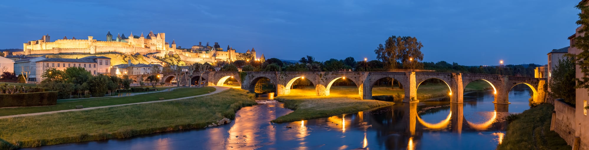 Vue panoramique de la Cité de Carcassonne, château fort médiéval