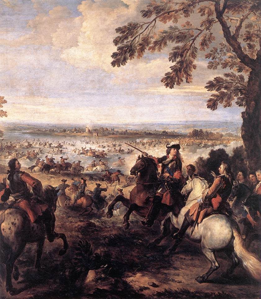 Peinture représentant l'armée de Louis XIV traversant le Rhin en 1672