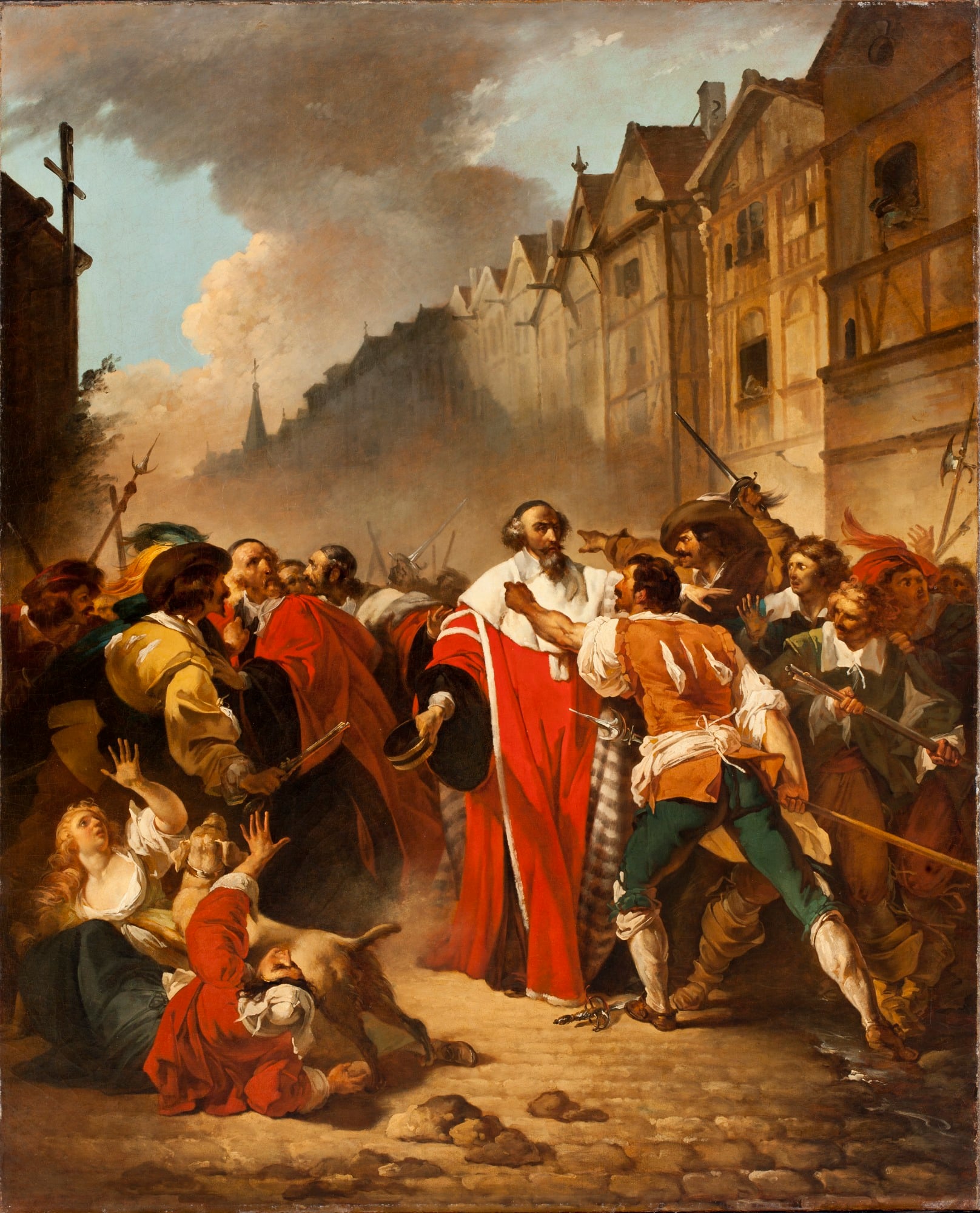 Peinture représentant le président Molé saisi par les factieux pendant la Fronde