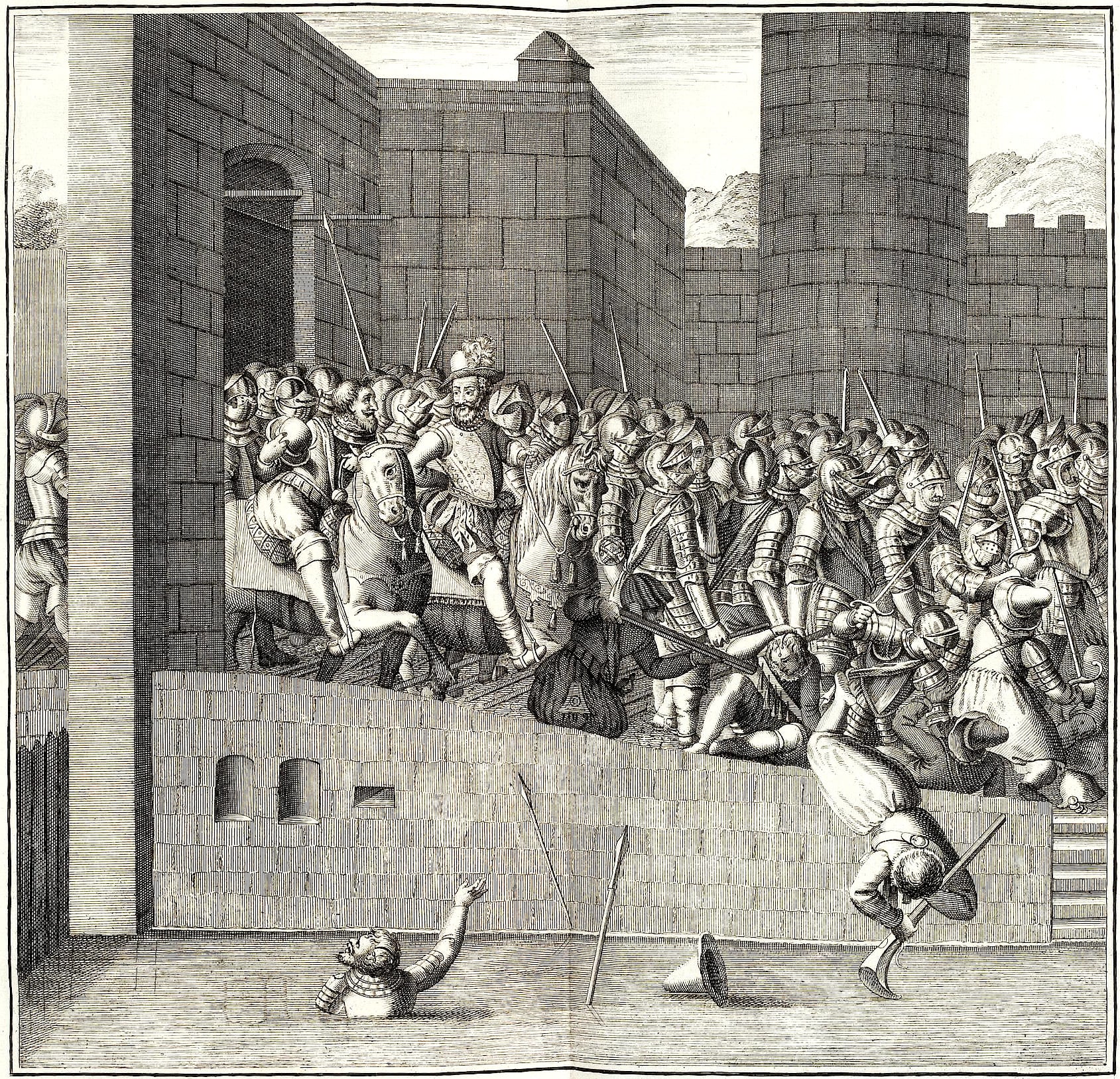 Gravure de l'entrée d'Henri IV à Paris le 22 mars 1594 par la porte Neuve