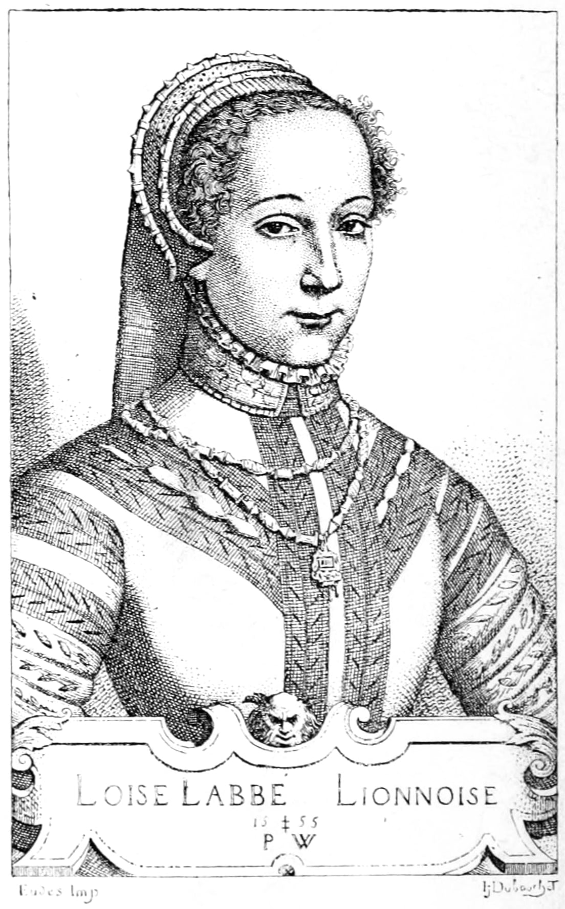 Portrait gravé de Louise Labé, poétesse lyonnaise