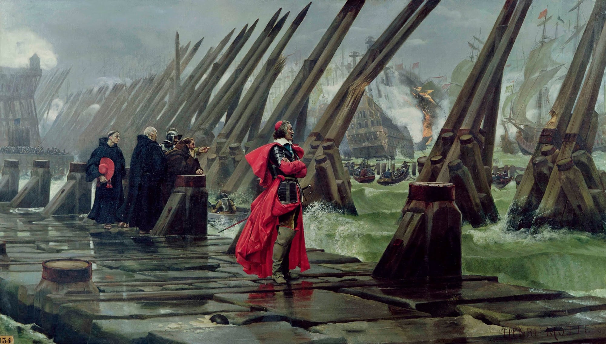 Peinture représentant le siège de La Rochelle par les troupes royales de Louis XIII